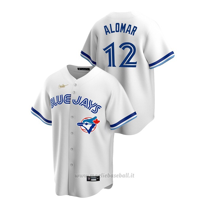 Maglia Baseball Uomo Toronto Blue Jays Roberto Alomar Cooperstown Collection Primera Bianco
